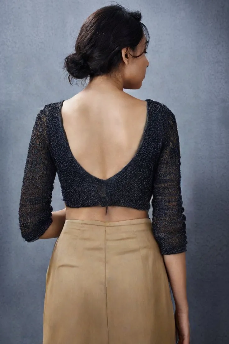 Black Pearl Embedded Full Sleeves Blouse